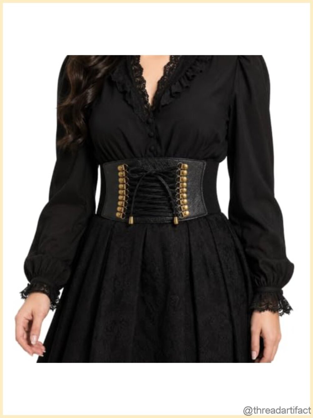 Faux Leather Renaissance Corset Belt Wide Lace-Up Cincher